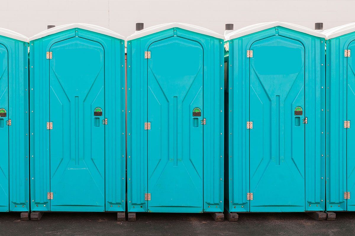 Industrial portable restroom units at a plant in Warren, Pennsylvania