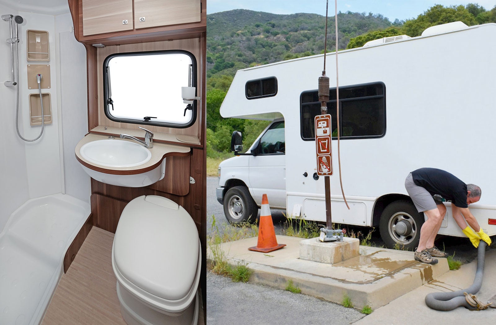 Portable RV/camper toilet and holding tank setup in Warren, Pennsylvania